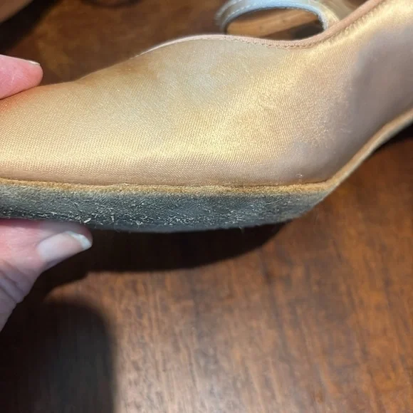 Ballroom dance shoes  satin  light Peach/rose gold  rhinestone buckle
Leather so - Picture 13 of 16